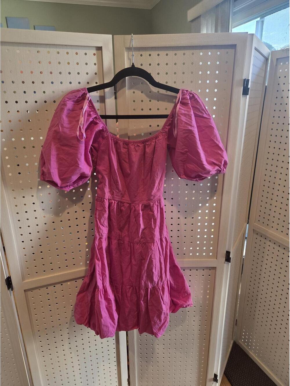 Sim & Sam Pink Puff Sleeve Dress XS